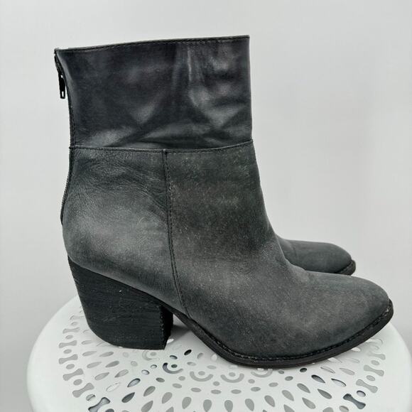Jeffrey Campbell Rosmore gray nubuck leather zip ankle boots 7.5